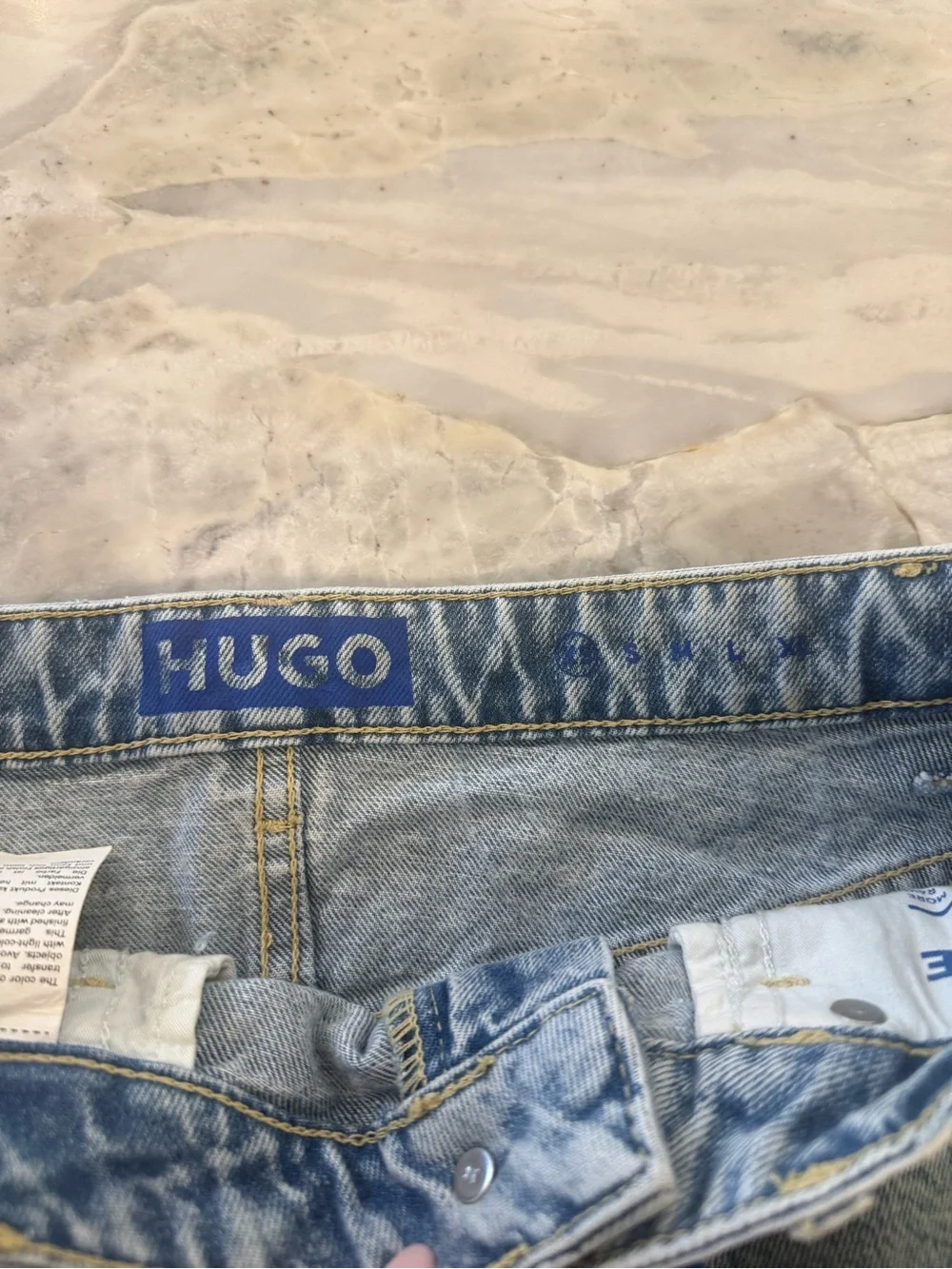 NWT HUGO Light Blue Denim Mini Skirt with Script Logo XS - Picture 4 of 9